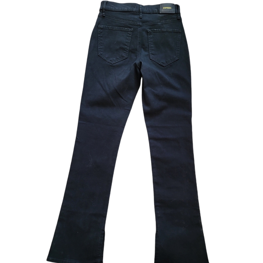 293B. NWT Express Skyscraper Mid Rise Black Denim Jeans - Size 0S - Picture 7 of 8